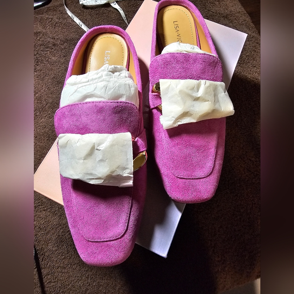 NIB LISA VICKY SUEDE ZIPPY-V ORCHID MULE SIZE 7M
